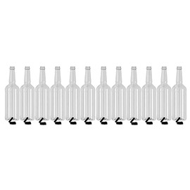 Concession Express Long Neck 32oz Plastic Quart Bottles with Flip-Top Caps (12 Bottles)