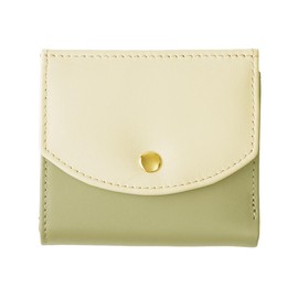 Cleria CL-13125 Women's Bi-fold Wallet, Genuine Leather, Coin Purse, Magic Wallet, Compact, Thin, Lightweight, green, (sage green)