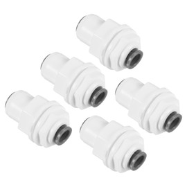 PATIKIL 1/4" Push to Connect Bulkhead Fittings, 2 Pack Straight Water Line Fitting for RO Water System, White