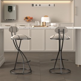 Upholstered Metal Bar Stools Set 2 Striped Counter Height Modern Velvet Dining Chairs (Black Stripe)color: Black, size: 17.12 14.96 36.61 (inches) Product weight (pounds): 25.13
