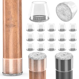 Chair Leg Floor Protectors, 16 Pcs Silicone Furniture Pads for Hardwood Floors, for Protect Chair feet & Wooden Floors, Easy to Move Table Leg Covers (Fit:1.62-2", Clear).
