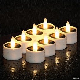 HL Solar Tea Lights, 8PCS Outdoor Waterproof Flameless Candles, Dusk to Dawn Rechargeable Battery LED Tea Lights for Lantern, Garden, Camping, Home Decor (Warm White, 1.5''x1.61'')