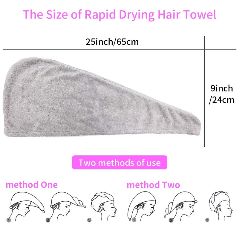 RIGHTWELL Hair Turban Towel, 3 Pack, Turban Towel with Button,