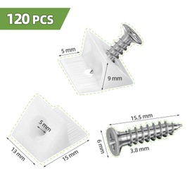 LIHAO Pack of 120 Back Wall Connectors Plastic Cabinet Back Wall Drawers Wedges Back Wall Screws Fixing Screws for Drawer Floor Furniture Cabinet Back Panel Reinforcement