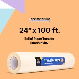 Transfer Tape for Vinyl, 24 inch x 100 feet, Paper with Layflat Adhesive. American-Made Application Tape for Craft Cutters and Sign Makers