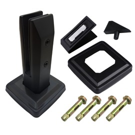 Cvter Black Glass Railing Spigot, 1 Piece, Heavy Duty Glass Clamp Post, 304 Stainless Steel Railing System for Stairs Balusters/Pool/Balcony/Patio/Deck (Net Weight 2.31lb)