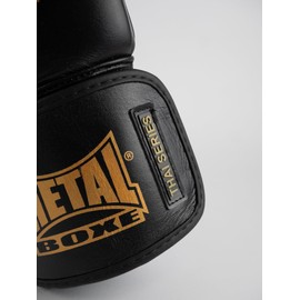 METAL BOXE Thai Leather Boxing Gloves Series Black/Gold 10 oz