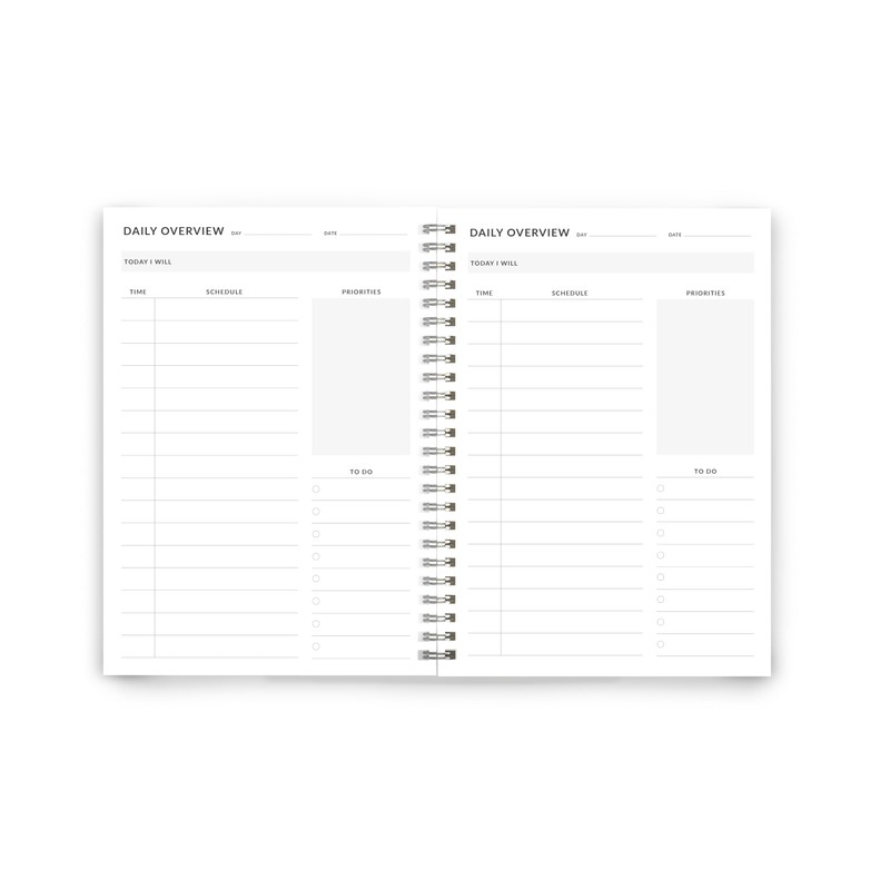 Daily Planner – A5 size with 100 undated pages of