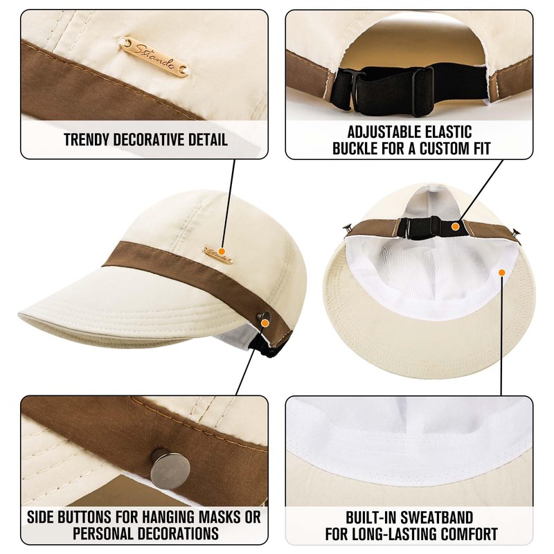TAGVO Women's Wide Brim Sun Hat, Quick-Dry Waterproof Peaked Cap,