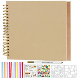 Artmag DIY Scrapbook Album 10 x 10 Inch Hardcover Kraft Blank Paper Scrap Book with 20 Sheets Memory Book for Family Wedding Photography Anniversary (Brown)