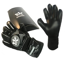 Sportswear Kingdom Football Children's Junior Goalkeeper Gloves with Abrasion-Resistant Coating Black (Black, 4)