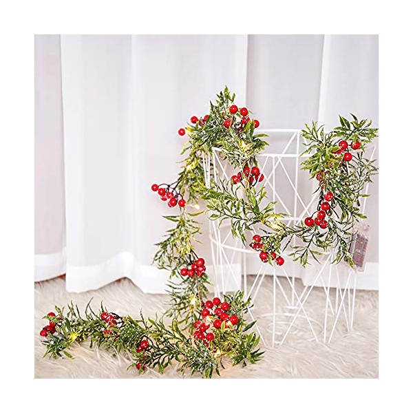 Christmas garland with fairy lights, artificial garland Christmas decoration