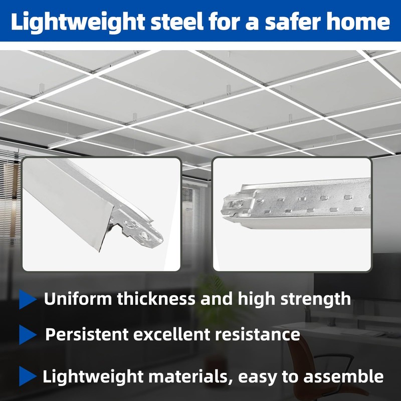 EMAYUU 64 SQ FT White Galvanized drop ceiling grid kit