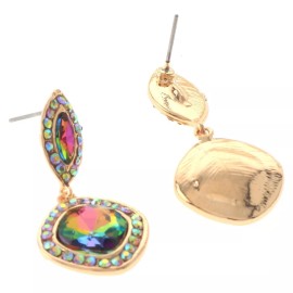 neXxtten Gold Tone Metal Crystal Post Earrings ER2418-VM