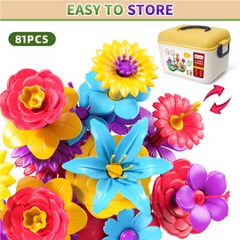 BLmukce Flower Garden Building Toy Set for Girls and Kids Age 3 4 5 6 7 Years Old - STEM Educational Stacking Toys for Preschool Toddlers - 81 PCS Learning While Playing Kit
