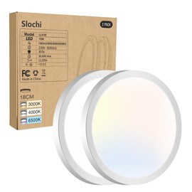 slochi 2Pack Bathroom Light, 3000K/4000K/6500K 3 Color Temperature, Waterproof IP44, Small, Round, Modern, 15W 1500LM Flush Ceiling Light for Bathroom, Kitchen, Bedroom, Hallway and More,Ø18CM