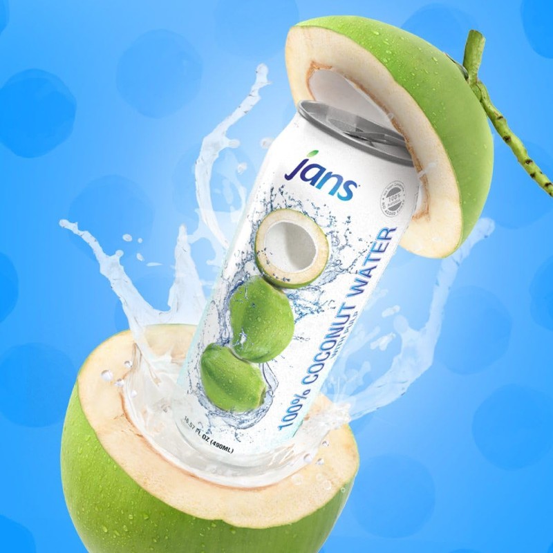 Jans Coconut Water, No Sugar Added (12-Pack 16.57 Fl Oz)