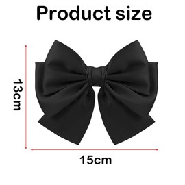 generic Bow Hair Clip, 2-Piece Set Solid Color Large Bowknot Hairpin, French Automatic Hair Clip, Retro Bowknot Hair Clip, for Women's Simple Hair Buckle Accessories(Black And Beige)