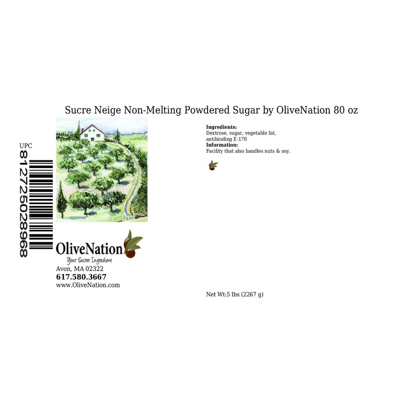 Snow White Non-Melting Topping Sugar, OliveNation Sucre Neige Non-Melting Powdered