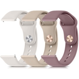 Meliya Silicone Watch Bands, 20mm 22mm Quick Release Soft Sport Replacement Watch Strap for Women Men (22mm, Starlight+Milk Tea+Violet Smoke)