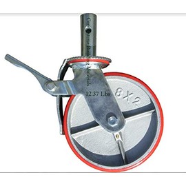 New Durable Locking Scaffolding Caster with 8" x 2" Polyurethane on Steel Wheel