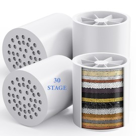 4 Pack 30 Stage Universal Shower Filter Replacement Cartridge -Removes Chlorine, Heavy Metals, Iron, Sediments-VeoryFly ShowerHead Water Filter Cartridge, Compatible with Universal Shower Filter