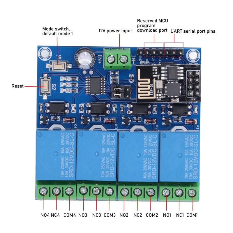 Eujgoov 4-Channel WiFi Smart Home Relay Module with Remote Switch