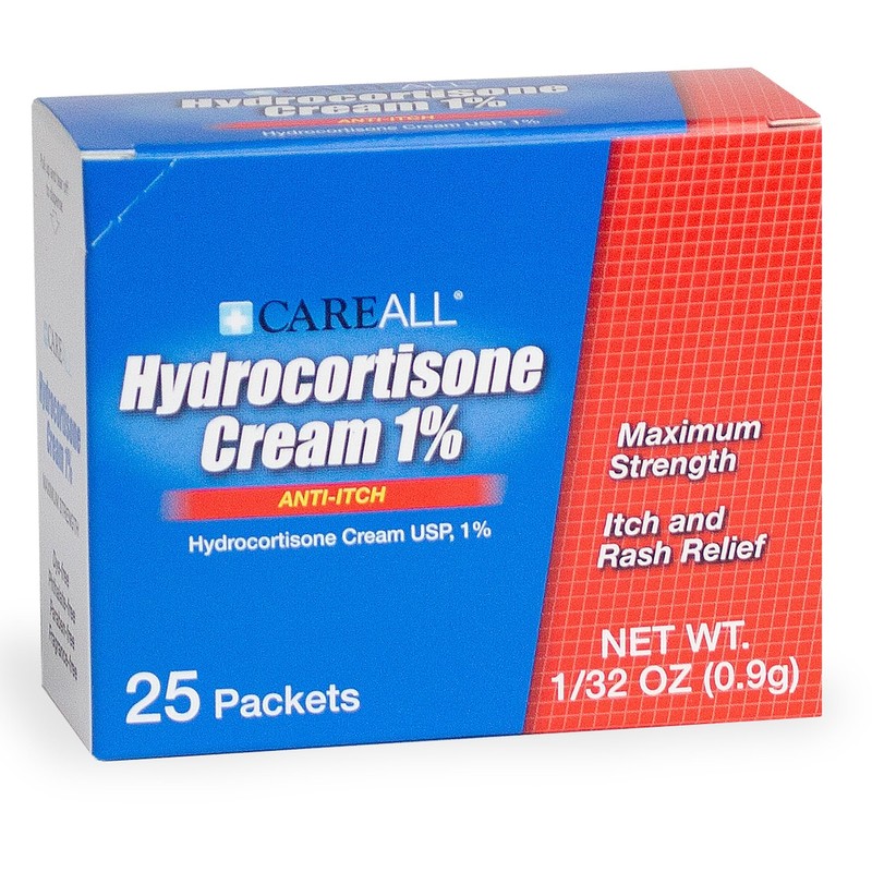 CareAll Hydrocortisone Cream 1% (25 Pack), 0.9gr Foil Packet. Maximum