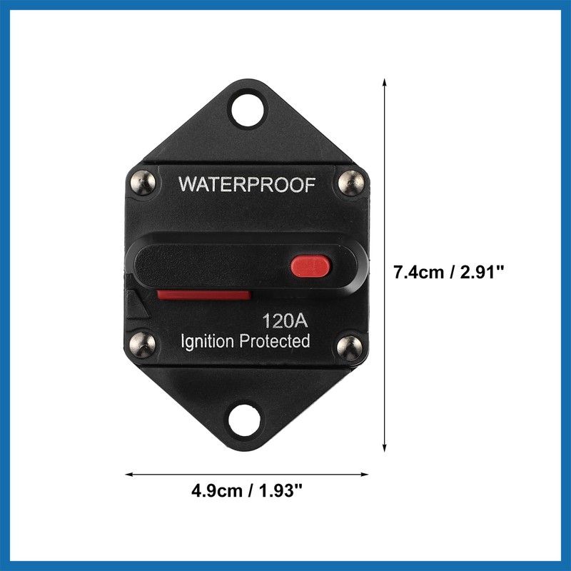 A ABSOPRO Car Circuit Breaker 120A Waterproof with Reset Fuse