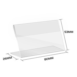 Tapkua Transparent Acrylic Label Holder (8 x 5 cm), Pack of 50 Table Name Plate Price Tag Display Transparent Price Tag Holder, Suitable for Shops/Bakeries/Shelves/QR Code Stand