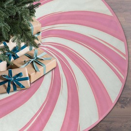 Falda de árbol de Navidad de 30 pulgadas, diseño de rayas de remolino rosa, tapete grande para árbol de Navidad, decoración rústica de granja (rosa, 30 pulgadas)