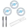 3Pcs Protractor Set, Protractor 360, 360 Protractor with Swing Arm