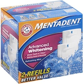 Mentadent Advanced Whitening Refreshing Mint Toothpaste - 2 Refills, 10.50 Ounce (Does Not Include Base)
