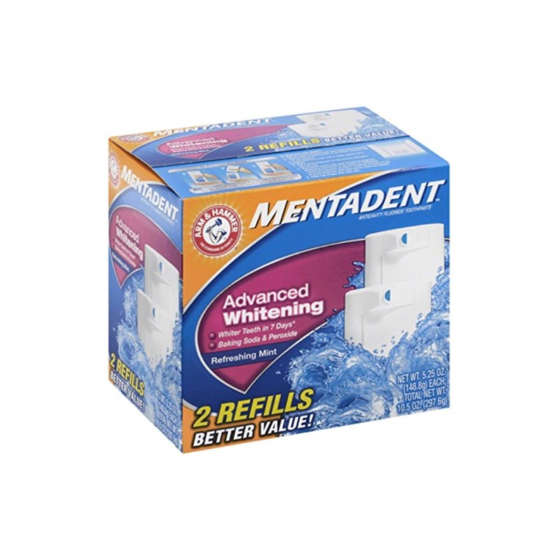 Mentadent Advanced Whitening Refreshing Mint Toothpaste - 2 Refills, 10.50