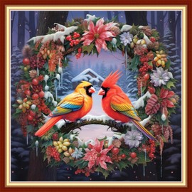 Artvxeay Cross Stitch Kits Stamped Full Range of Embroidery Kits for Beginners Adults 11CT Pattern Stitch Embroidery Kits Needlepoint Kits DIY-(Flower Birds 18x18 inch)