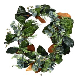 Vickerman 30" Everyday Artificial Green Magnolia Leaf Wreath - Faux Indoor Floral Greenery Wreath - for Home Or Office Decor - Maintenance Free
