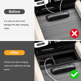 Hellet Center Console Insert Cable Protector Compatible with Honda 2016-2022 Pilot & 2019-2023 Passport & 2017-2023 Ridgeline Accessories Convenient for Mobile Phone Charging