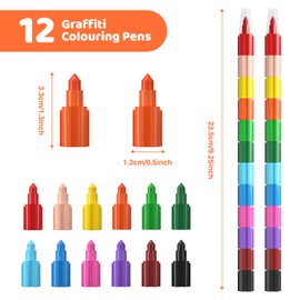 ECHOCUBE 12 x Stacking Crayons for Kids & Adults,Colorful Swop point Crayon Pencils for School Office Drawing,Non Toxic Colouring Crayon Set for Stationary Party Supplies Christmas Gifts