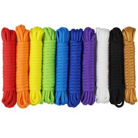 aufodara 10pcs Color Paracord Bracelets Rope 7-Strand Nylon Rope DIY Manual Braiding for Outdoor Survival Rope, Lanyards, Keychain, Dog Collar, DIY Kit Craft Toy