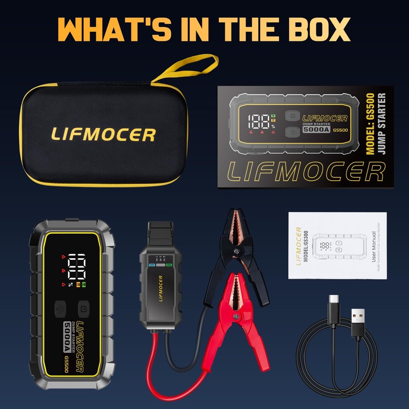 LIFMOCER GS500 Car Jump Starter - 5000A Car Battery Jump