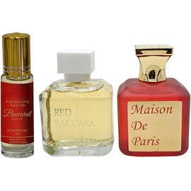 Maison De Paris Extrait De Parfum 3.4oz + Red Baccara 3.4oz + Bacarrat Rogue 540 Roll On Body Oil unisex (12ml) (Pack of 3)