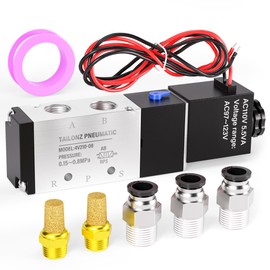 TAILONZ PNEUMATIC 1/4"NPT Solenoid Valve AC110V Single Coil Pilot-Operated Electric 2 Position 5 Way Connection Type 4V210-08 Outlet wire