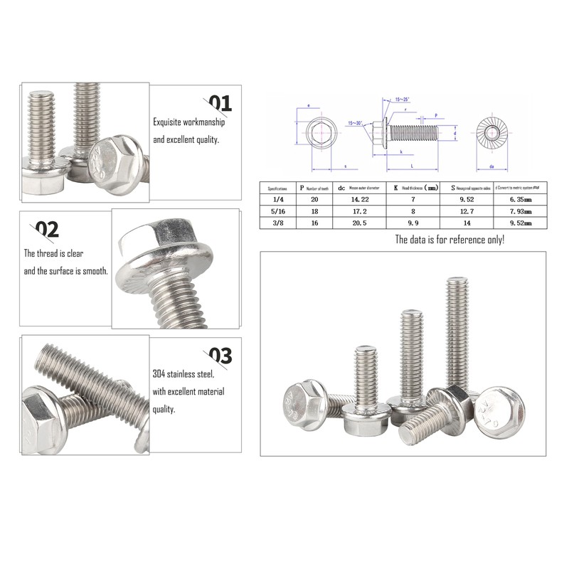 LBY - 10 tornillos hexagonales de brida de 5/16-18 x