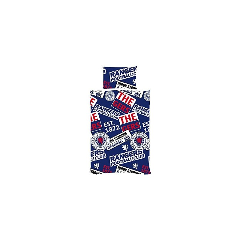 Rangers Single Duvet Football Club Patch Bedding Cover Set, Blue,