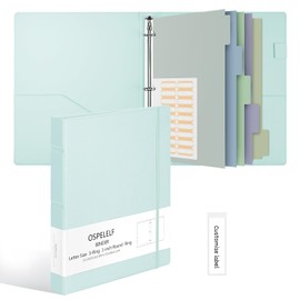 Ospelelf Vintage Hardcover 3 Ring 1 inch Leather Binder, Professional Binder Organizer Suitable for Letter Size, Binder Dividers with Tabs, Blue