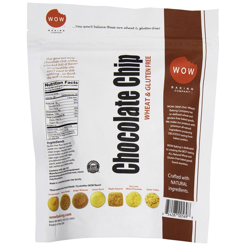 Wow Baking Gluten Free Chocolate Chip Cookie, 8 oz
