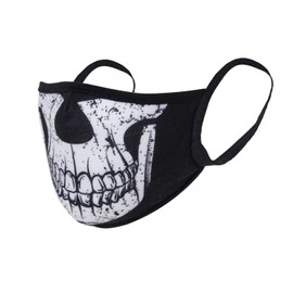 Rothco Half Skull Reusable 3-Layer Polyester Face Mask, S/M Black