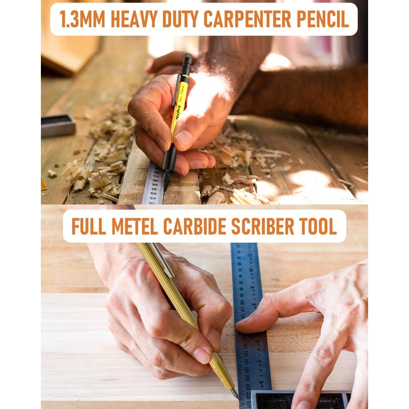 Nicpro 28 Pack Carpenter Pencil Set with Sharpener, Mechanical Carpenter