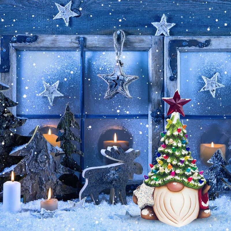 Christmas Tree Gnome Santa Claus Resin Faceless Dwarf Statue Christmas
