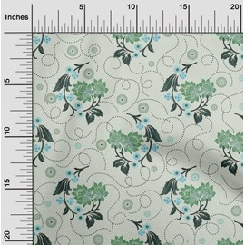 oneOone Velvet Light Green Fabric Dotted Floral Quilting Supplies Print Sewing Fabric by The Yard 58 Inch Wide